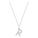Collar inicial letra R de oro blanco 9K con diamantes creados 0,13 ct