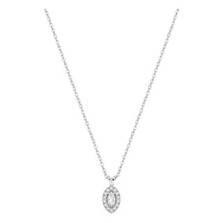 Colar em ouro branco 9K com pendente de 7x5 mm e diamantes criados 0,12 ct