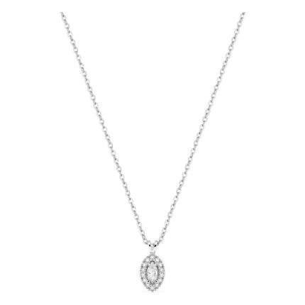 Collar de oro blanco 9K con colgante de 7x5 mm y diamantes creados 0,12 ct