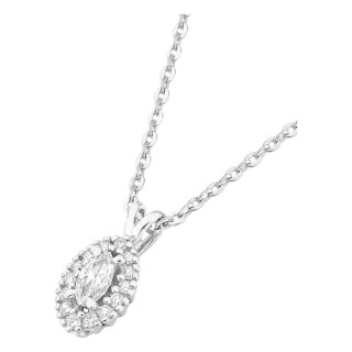 Colar em ouro branco 9K com pendente de 7x5 mm e diamantes criados 0,12 ct