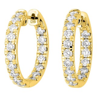 Brincos de argola em ouro amarelo 18K de 19 mm com diamantes criados 1,55 ct