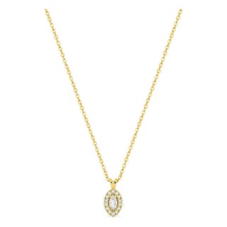Collar de oro amarillo 9K con colgante de 7x5 mm y diamantes creados 0,12 ct