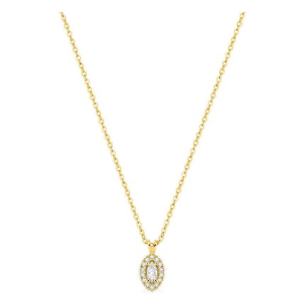 Collar de oro amarillo 9K con colgante de 7x5 mm y diamantes creados 0,12 ct