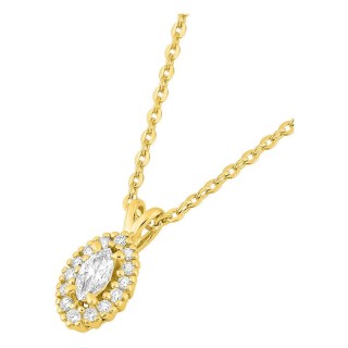 Colar em ouro amarelo 9K com pendente de 7x5 mm e diamantes criados 0,12 ct