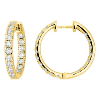 Pendientes de aro de oro amarillo 18K de 21,5 mm con diamantes creados 2,05 ct