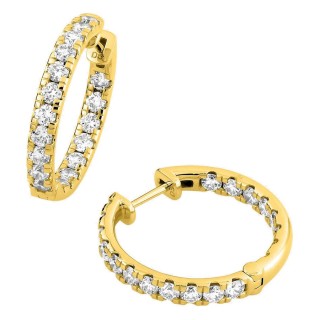 Pendientes de aro de oro amarillo 18K de 21,5 mm con diamantes creados 2,05 ct