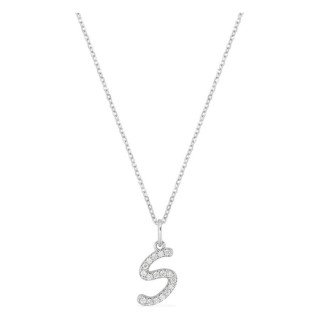 Collar inicial letra S de oro blanco 9K con diamantes creados 0,10 ct