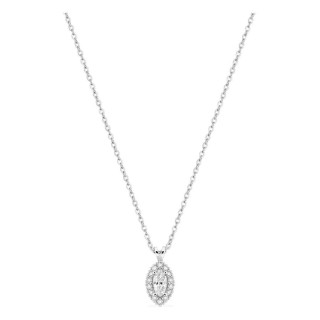 Colar em ouro branco 9K com pendente de 8x5 mm e diamantes criados 0,19 ct