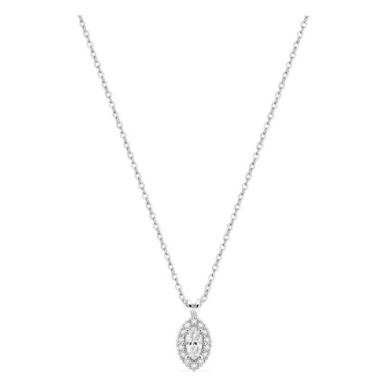 Colar em ouro branco 9K com pendente de 8x5 mm e diamantes criados 0,19 ct