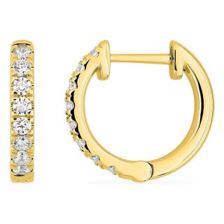 Pendientes de aro de oro amarillo 18K de 14 mm con diamantes creados 0,42 ct