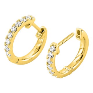 Pendientes de aro de oro amarillo 18K de 14 mm con diamantes creados 0,42 ct