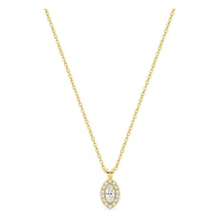 Colar em ouro amarelo 9K com pendente de 8x5 mm e diamantes criados 0,19 ct