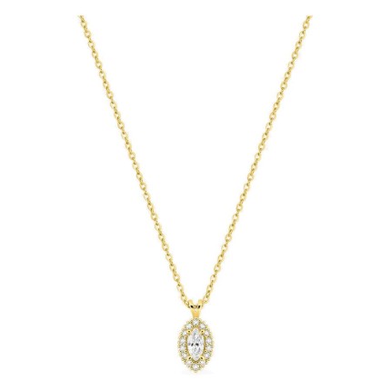 Collar de oro amarillo 9K con colgante de 8x5 mm y diamantes creados 0,19 ct