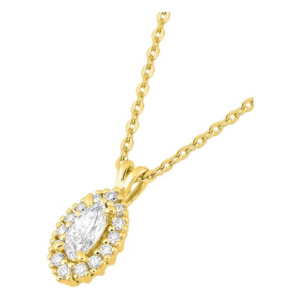 Collar de oro amarillo 9K con colgante de 8x5 mm y diamantes creados 0,19 ct