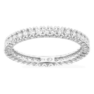 Alianza completa de oro blanco 9K con 35 diamantes creados 0,67 ct