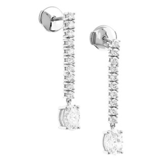 Pendientes colgantes de oro blanco 18K con diamantes creados 1,52 ct y piedra principal ovalada
