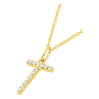 Collar inicial letra T de oro amarillo 9K con diamantes creados 0,08 ct