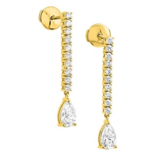 Pendientes colgantes de oro amarillo 18K con diamantes creados 1,52 ct y piedra principal de talla pera