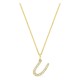 Colar inicial letra U em ouro amarelo 9K com diamantes criados 0,12 ct