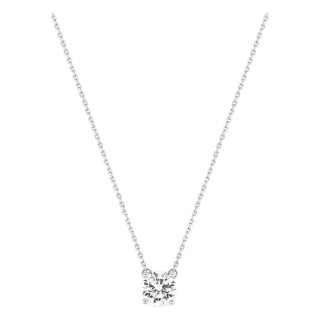 Colar solitário em ouro branco 18K com diamante criado redondo 1,00 ct