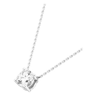 Colar solitário em ouro branco 18K com diamante criado redondo 1,00 ct