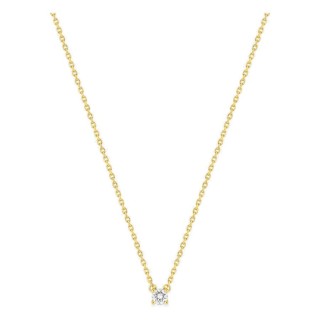 Collar solitario de oro amarillo 18K con diamante creado redondo 0,10 ct