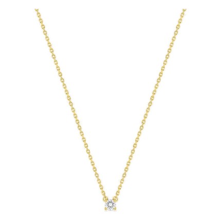 Colar solitário em ouro amarelo 18K com diamante criado redondo 0,10 ct