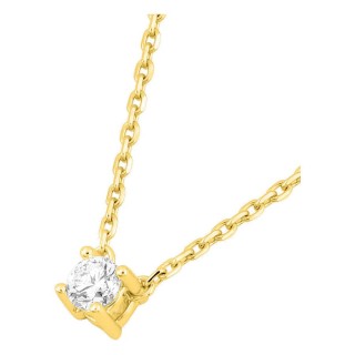 Collar solitario de oro amarillo 18K con diamante creado redondo 0,10 ct