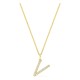 Colar inicial letra V em ouro amarelo 9K com diamantes criados 0,11 ct
