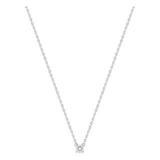 Colar solitário em ouro branco 18K com diamante criado redondo 0,10 ct
