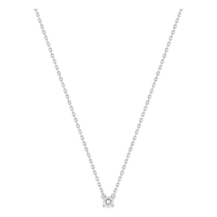Colar solitário em ouro branco 18K com diamante criado redondo 0,10 ct