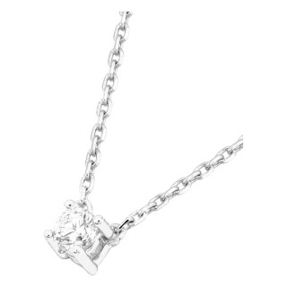 Colar solitário em ouro branco 18K com diamante criado redondo 0,10 ct