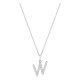 Colar inicial letra W em ouro branco 9K com diamantes criados 0,15 ct