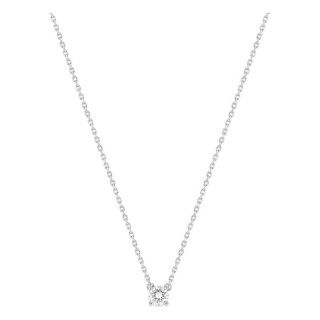 Collar solitario de oro blanco 18K con diamante creado redondo 0,20 ct