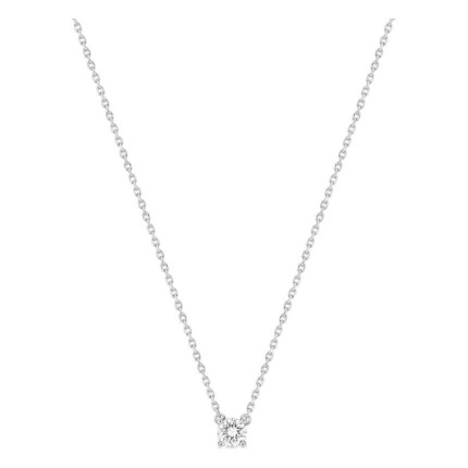 Collar solitario de oro blanco 18K con diamante creado redondo 0,20 ct