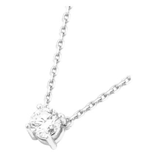 Collar solitario de oro blanco 18K con diamante creado redondo 0,20 ct