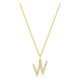 Colar inicial letra W em ouro amarelo 9K com diamantes criados 0,15 ct