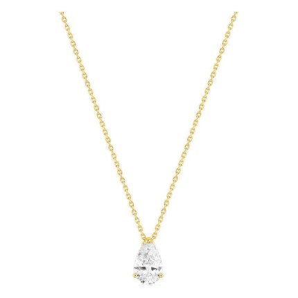 Colar em ouro amarelo 18K com diamante criado de lapidação pera 1,00 ct