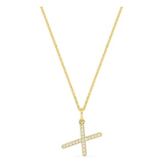 Colar inicial letra X em ouro amarelo 9K com diamantes criados 0,12 ct