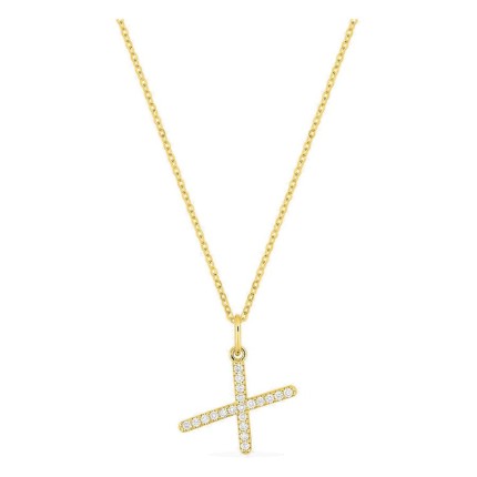 Collar inicial letra X de oro amarillo 9K con diamantes creados 0,12 ct