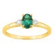 Anel em ouro amarelo 9K com esmeralda criada e diamantes criados 0,09 ct