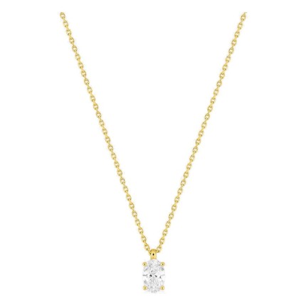 Collar de oro amarillo 18K con diamante creado ovalado 0,50 ct