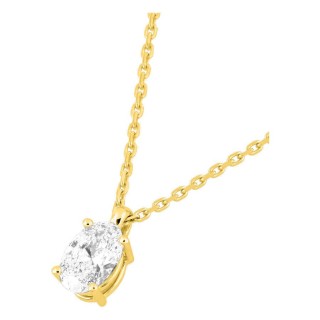 Colar em ouro amarelo 18K com diamante criado oval 0,50 ct
