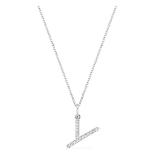 Collar inicial letra Y de oro blanco 9K con diamantes creados 0,10 ct