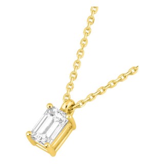 Collar solitario de oro amarillo 18K con diamante creado de talla esmeralda 0,50 ct