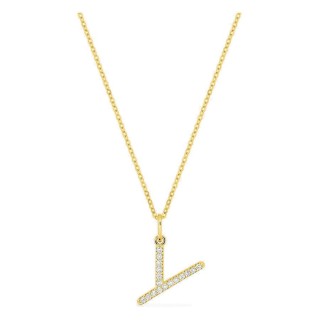 Colar inicial letra Y em ouro amarelo 9K com diamantes criados 0,10 ct
