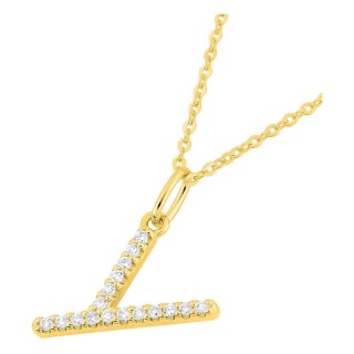 Colar inicial letra Y em ouro amarelo 9K com diamantes criados 0,10 ct