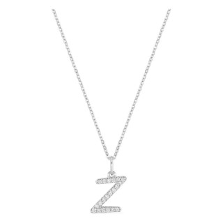 Colar inicial letra Z em ouro branco 9K com diamantes criados 0,12 ct