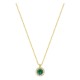 Collar de oro amarillo 9K con esmeralda creada redonda y diamantes creados 0,13 ct