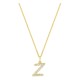 Colar inicial letra Z em ouro amarelo 9K com diamantes criados 0,12 ct